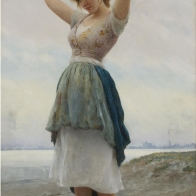 Eugene de Blaas (Italian, 1843-1932), "On the Beach"