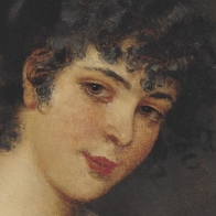 Eugene de Blaas (Italian, 1843-1932), "Portrait of a Young Woman" (detail)