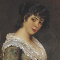 Eugene de Blaas (Italian, 1843-1932), "Portrait of a Young Woman"
