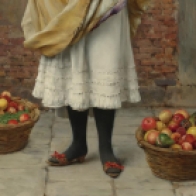 Eugene de Blaas (Italian, 1843-1932), "The Market Girl" (detail)