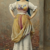 Eugene de Blaas (Italian, 1843-1932), "The Market Girl"