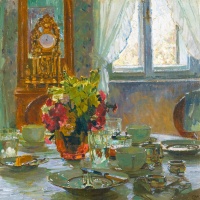 Carl Moll (Austrian, 1861-1945), "Der Frühstücktisch" ("The Breakfast Table").