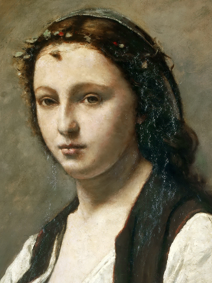 Jean-<b>Baptiste-Camille</b> Corot, &quot;Woman with a Pearl&quot; (detail, - jean-baptiste-camille-corot-woman-with-a-pearl-ca-1858-68-4-detail