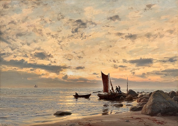 Amaldus Clarin Nielsen (1838-1932), Beach side, Nærland, after rain (1897)